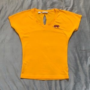 Cutter & Buck - Gold V Neck With Purple Tiger